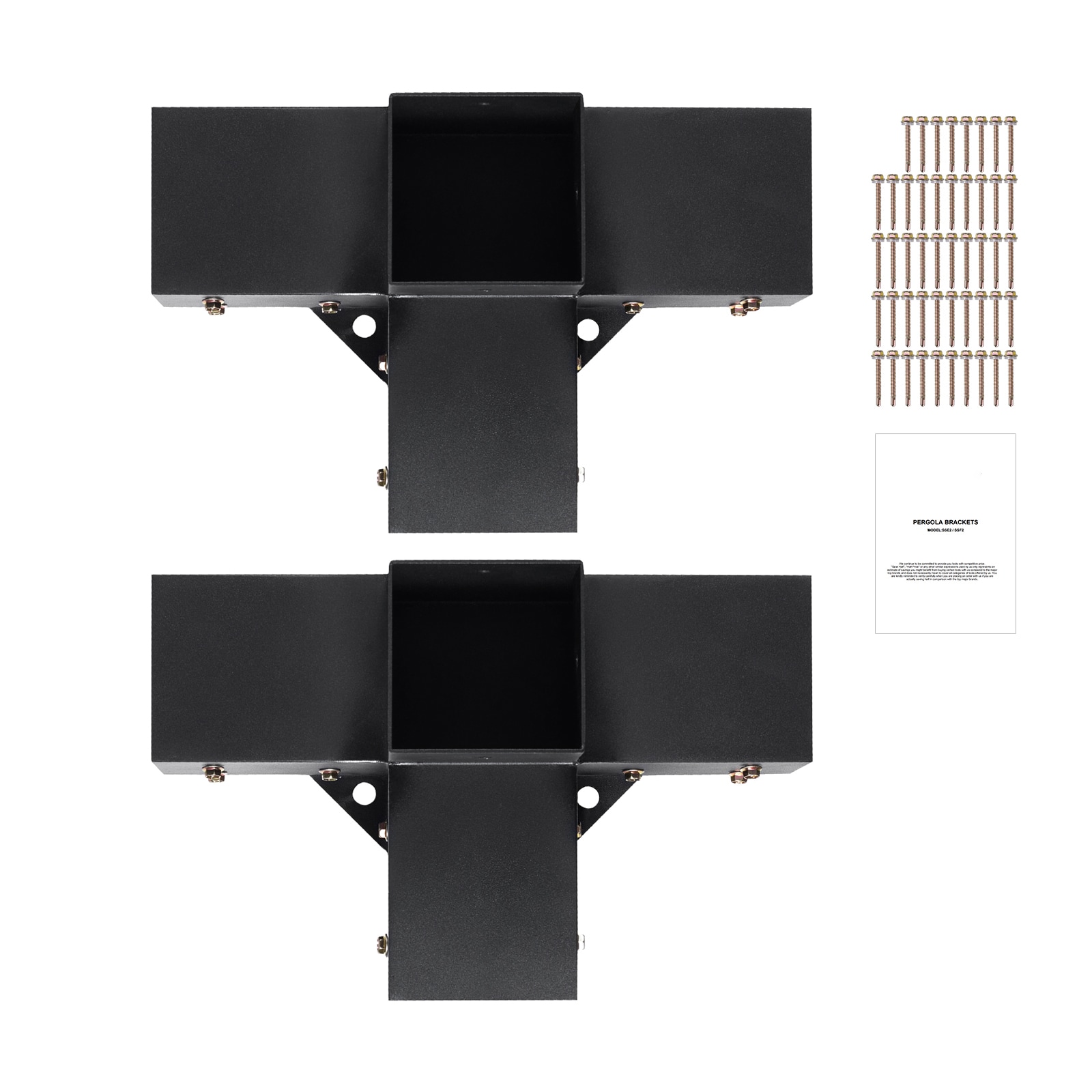 Pergola Bracket Kit 4''x4'', 2pcs 4-Way Heavy Duty Corner Bracket Woodworks DIY Post Base Kit, Easy Installation Wooden Beams For Gazebos, Patio Pergolas, Log Cabin Outdoor Pergola Hardware_maomaolike.com